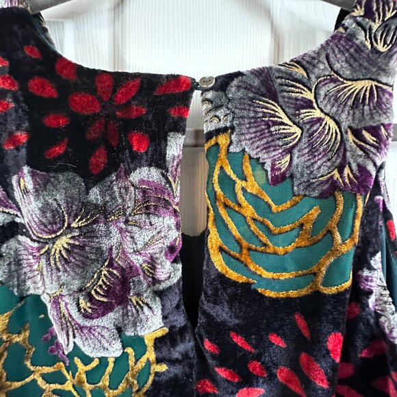 She + Sky Womens Small Floral Velvet Burnout Sleeveless Mini Dress Whimsigoth - Picture 8 of 10